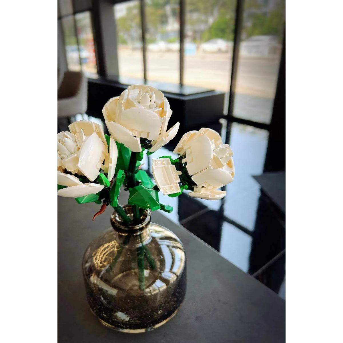 

Квіти Троянда Будівельний блок Букет Дрібні частинки сумісні зі зібраним квітковим святковим подарунком Серія Троянда Іграшка для дорослих