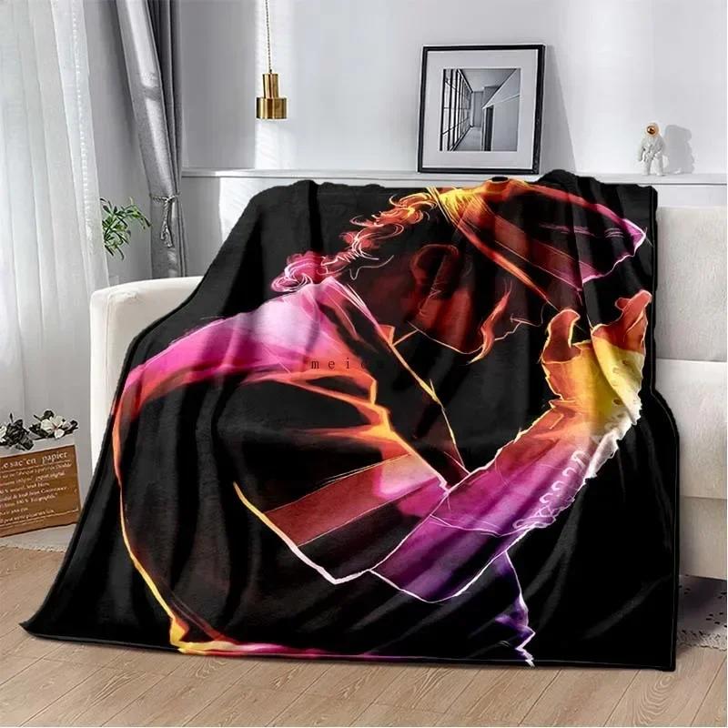 Custom Pop Music Michael J-Jackson Printed Flannel Blanket , Warm Soft Cozy Blanket Flannel Livingroom Home Decor Birthday Gi