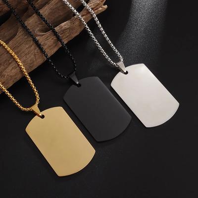 Hip Hop Militärstil Edelstahl Hundemarke Anhänger Halskette für Männer Frauen Vergoldet Personalisierte ID-Karte Schmuck