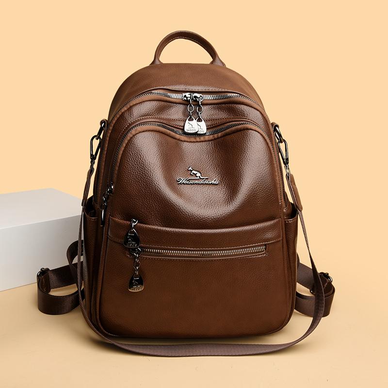 PU Backpack Women's Multi-function Shoulder Bag Large Capacity Travel Commuter Backpack