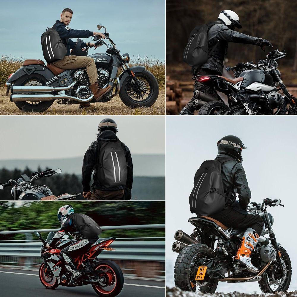 New Waterproof Motorcycle Backpack Large Capacity Reflective Helmet Backpack Durable Travel Backpack Commuting