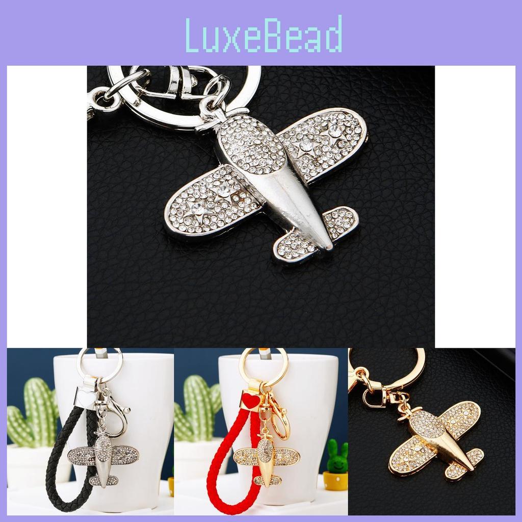 Adorable Diamond Encrusted Airplane Keychain For Women Creative Gift Metal Keyring