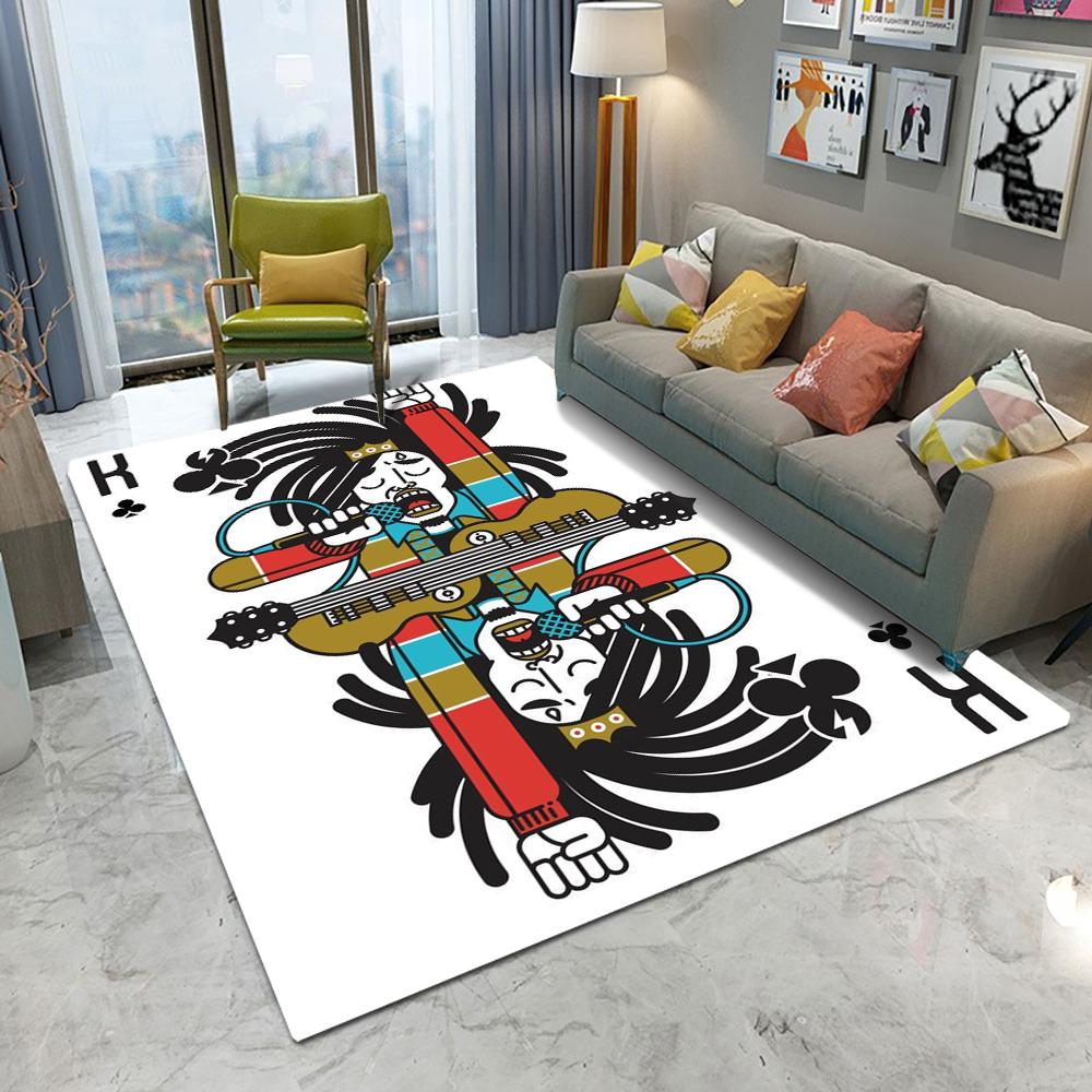 

Cartoon Playing Cards Artistic Image Carpet Living Room Sofa Bedroom Study Kitchen Entrance Door Mat Non-slip Home Decor Rug 50x80cm