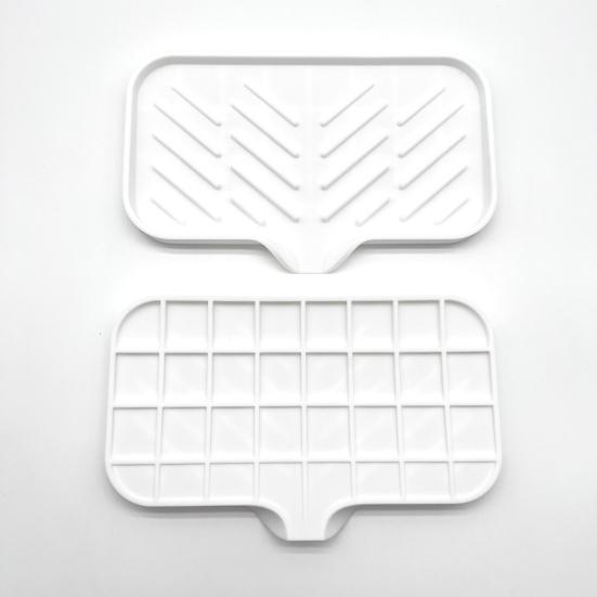 Covoraș de scurgere din silicon cu utilizări multiple Anti-alunecare cu gura de scurgere Curățare ușoară rezistentă la scurgeri blat de bucătărie Organizator pentru chiuvetă Suport pentru burete Vasă de săpun de baie