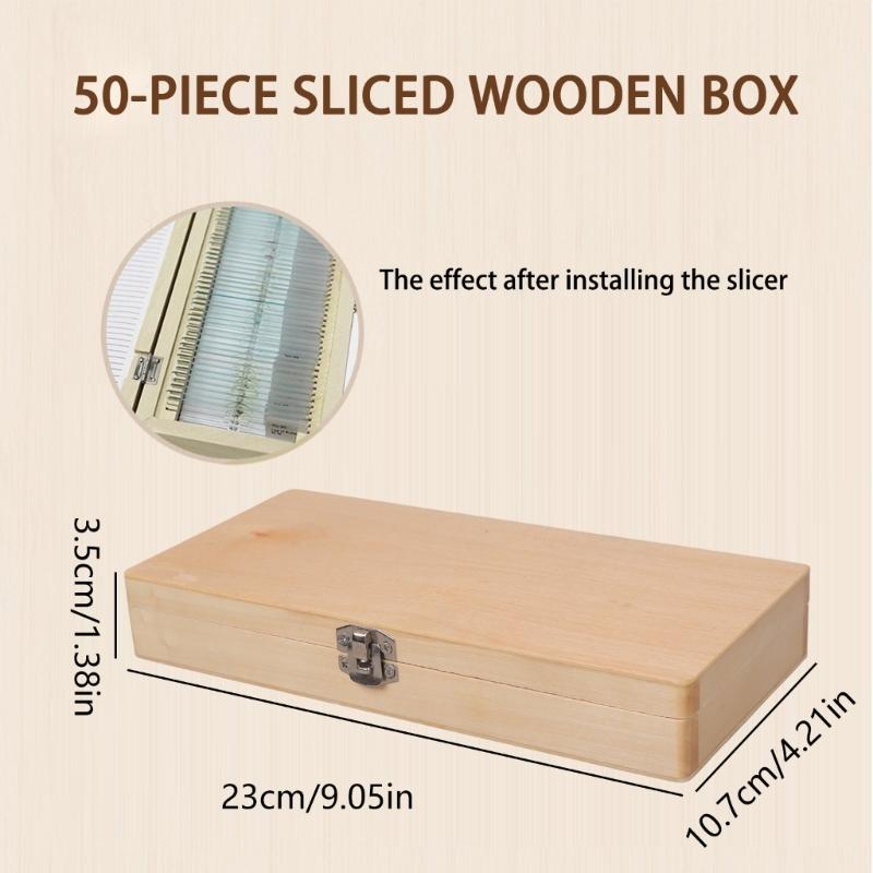 Aufbewahrungsbox aus Holz mit Metallscharnier für 50 Stück Mikroskop-Objektträger für biologische Präparate