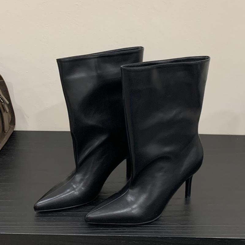 

Spring Autumn Women Ankle Boots Concise Pointed Toe Thin High Heels Shoes Party Dress De Mujer 35