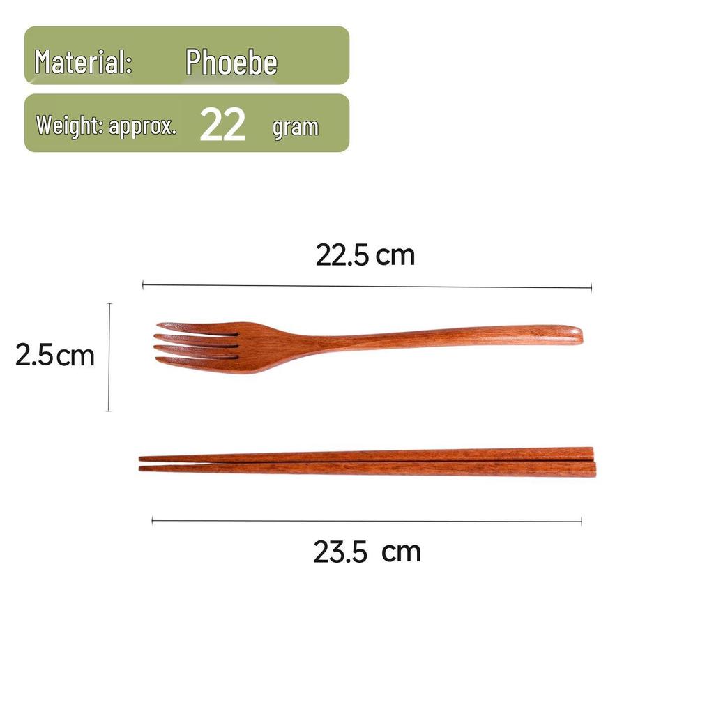 Portable Wooden Cutlery Set: Nanmu Chopsticks, Spoon & Fork