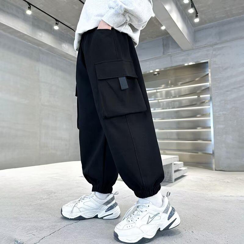 

Boys Pants Spring and Autumn 2026 New Children s Autumn Cargo Pants Boys Autumn Outfit Big Kids Casual Sports Pants 120 чёрный