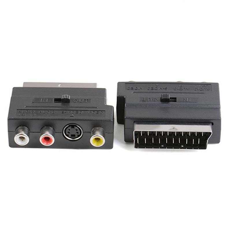 21Pin Scart Adaptor Av Block To Rca Phono Composite S-Video With In/Out Switch Scart Adaptor Av Block