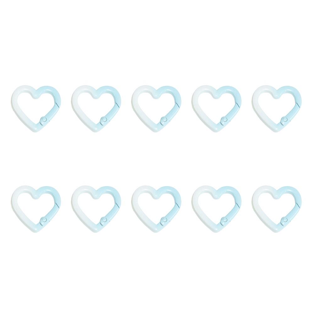 

10 шт. красочные кольца-карабины в форме сердца с градиентным цветом, открывающиеся пружинные застежки, ювелирные изделия своими руками синий