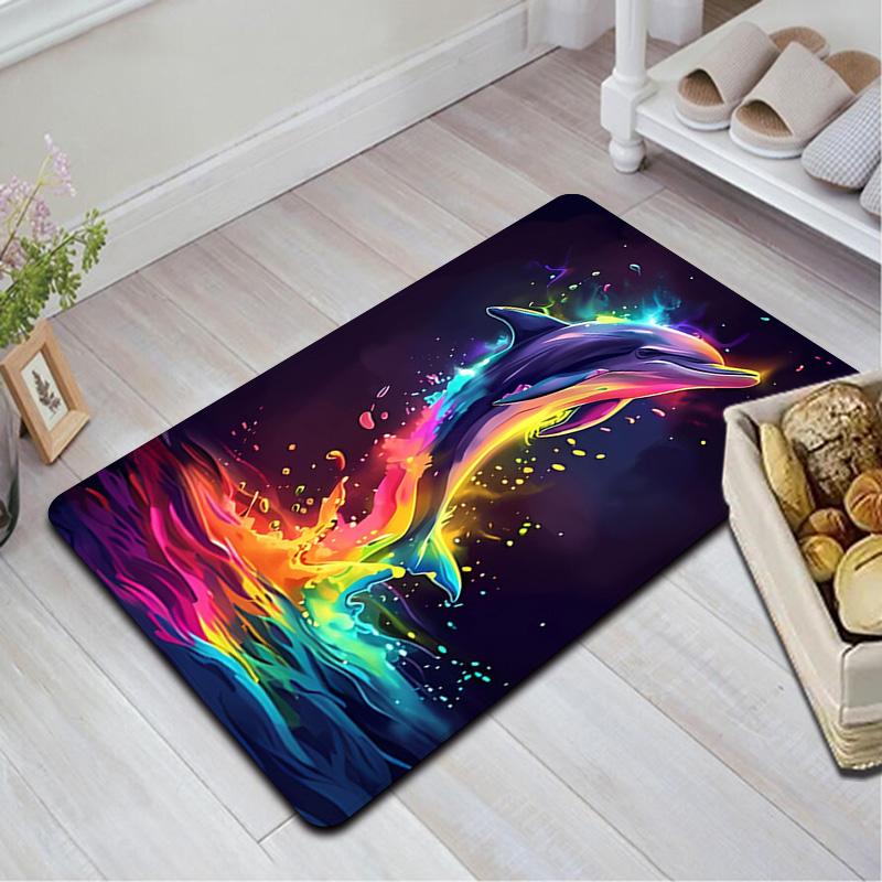 Colorful Dolphin Rug Floor Mat for Living Room or Bedroom Soft and Comfortable Carpet a Gift for Birthday and Holiday.MFF0918539