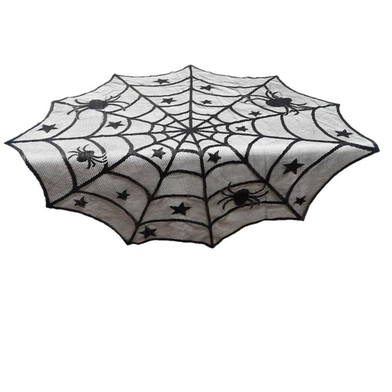Black Circulars Table Cover Tabletop with Unique Spiderweb Pattern for Modern Dining  Table Toppers Home Textiles