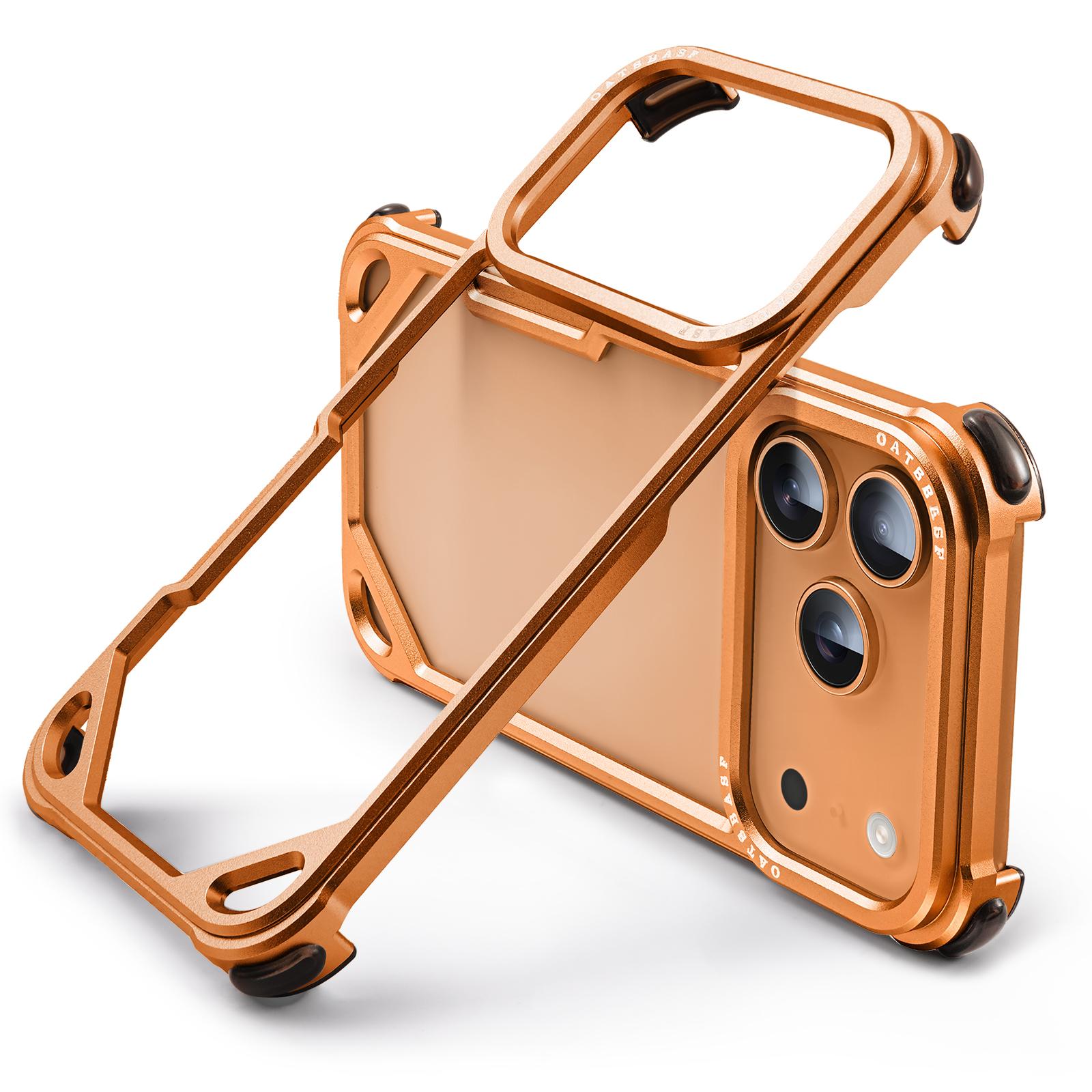 

Oatsbasf Metal Phone Case for iPhone 17 Pro/Pro Max/17 Air Case Minimalist Wireless Charging Ultra-thin Bumper Protecitve Case iPhone17 Pro помаранчевий