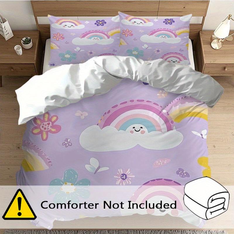 3Pcs Cartoon Sun Cloud Butterfly And Flower All-Season Luxury Bedding Set Ideal For Home Hotel Guestroom Enjoy Comfort