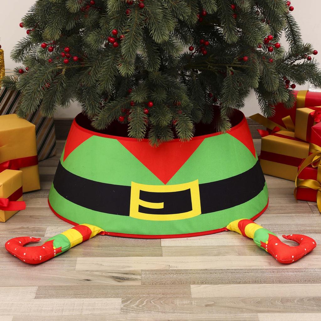 3D Round Plush Christmas Tree Skirt - Decorative Tree Base Cover Festive Christmas Scene Fence Ideal for Holiday Decorations