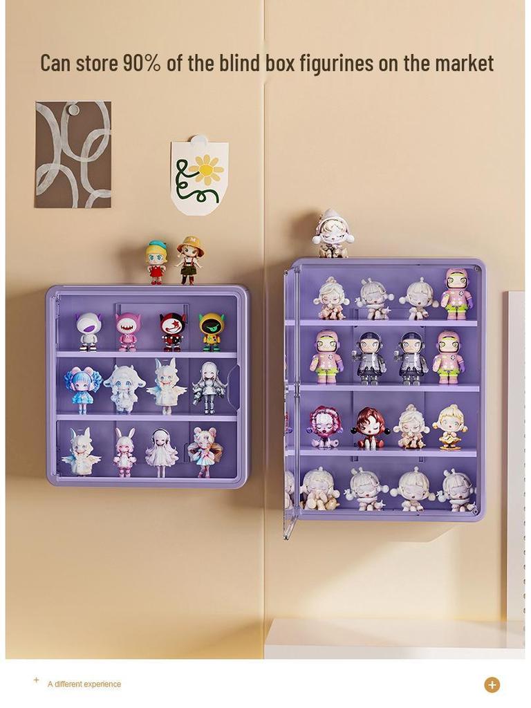 Transparent Dustproof Pop Mart Figure Display Stand - Wall-Mountable Doll Storage Cabinet