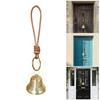 Antique Entry Door Bells Accent with Metal Tone Finish and Hanging Faux Leather Rope for Porch Decors, Hallway Styling and Shops