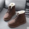 2024 Women's Winter Round Toe Lace-Up Flat Snow Boots with Velvet Lining