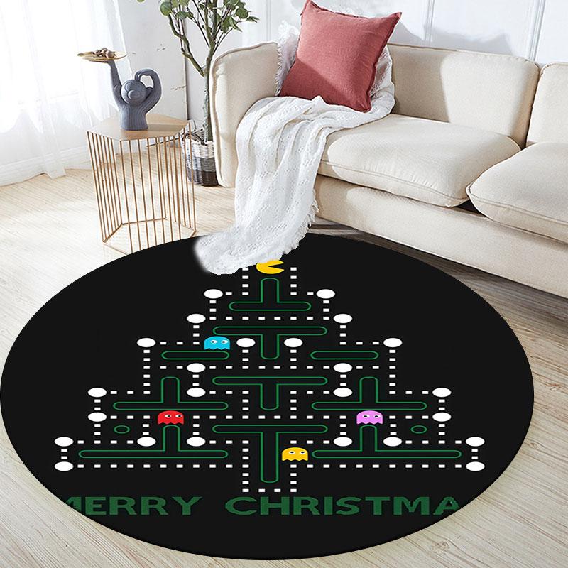 GAME Pac‑Man Pattern Round rug,Carpet Rug for Living Room Bedroom Playroom ,Non-slip Floor Mat,Holiday Gifts and Birthday Gifts.