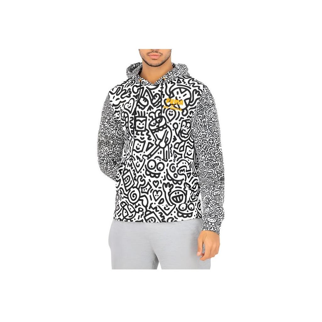 Puma X Mr Doodle Artist Edition Embroidered Logo Print Graffiti Hoodie Men Tops White 598640-02