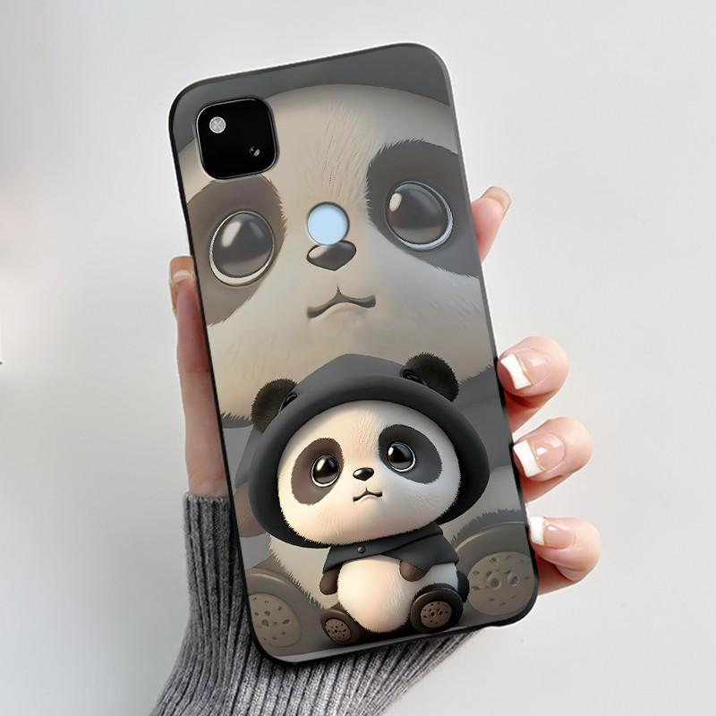 For Google Pixel 4a 4G Case Luxury Cute Love Rabbit Funny Soft Black Matte TPU Silicone Back Protective Cover Slim Thin Casing
