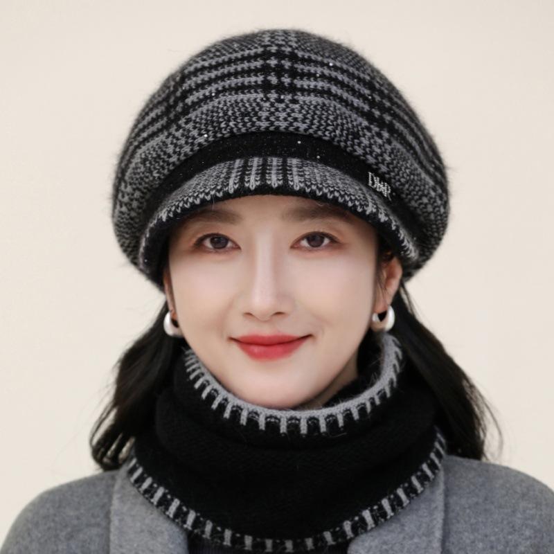 

Теплая зимняя универсальная шапка из искусственного меха кролика для детей, защита ушей от холода, вязаная шерстяная шапка only hat чёрный