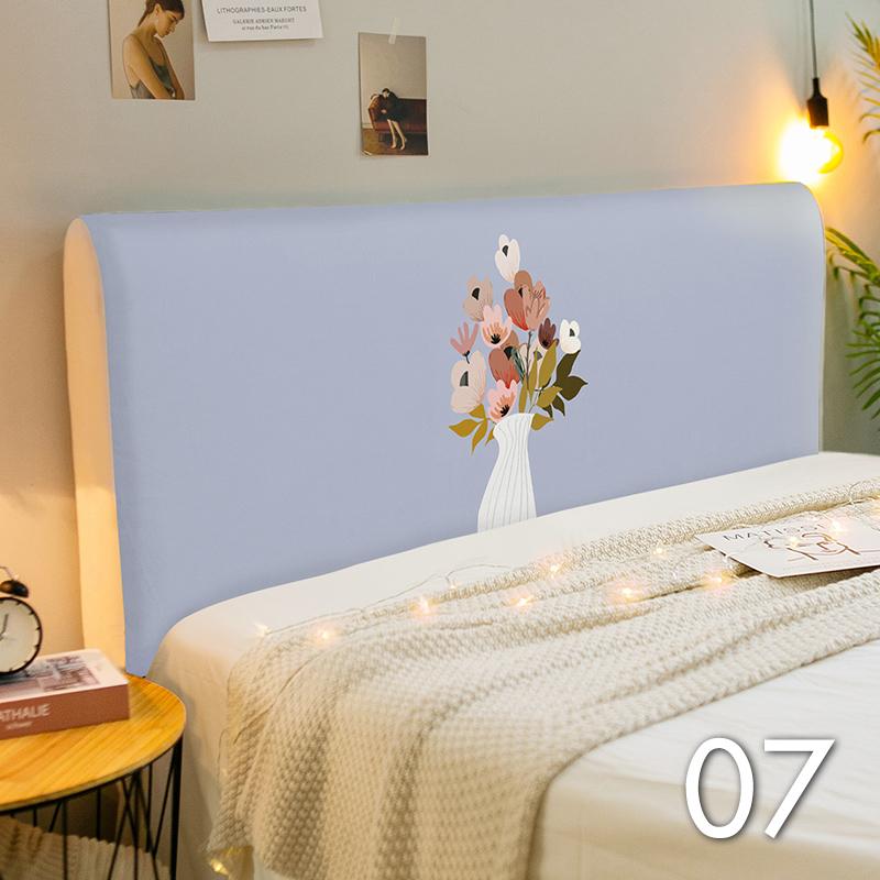 Elastic Bed Headboard Cover Cotton All-inclusive Bed Head Cover Small Fresh Flower Printed Bedside Slipcover Universal 1.2-2.2M