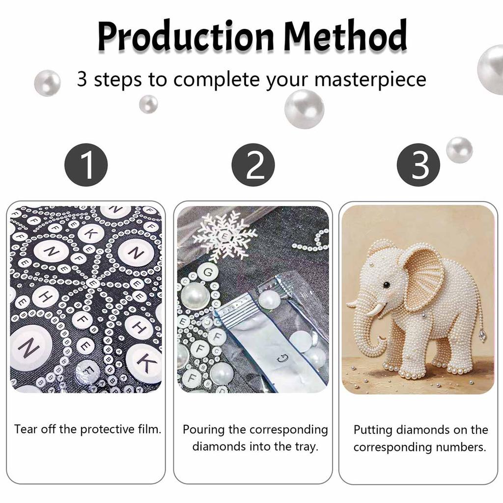 Pearl DIY Art Painting Cute Elephant Handcrafted Picture Indoor Wall Ornament Relaxing Leisure Hobby Exquisite Home Decoration Gift