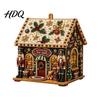 DIY Weihnachtsornament-Set 3D-Haus Kunst-Set mit Kunstperlen Handgemaltes Strassstein-Malerei Hüttenmontage für Erwachsene Tisch-Weihnachtsbaum Aufhängbar Perlenbesetzt