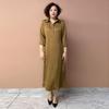Women’s Silk Dress Summer Lapel Plus-size Dress Solid Color Soft Skin-friendly Breathable Silk Long Dress