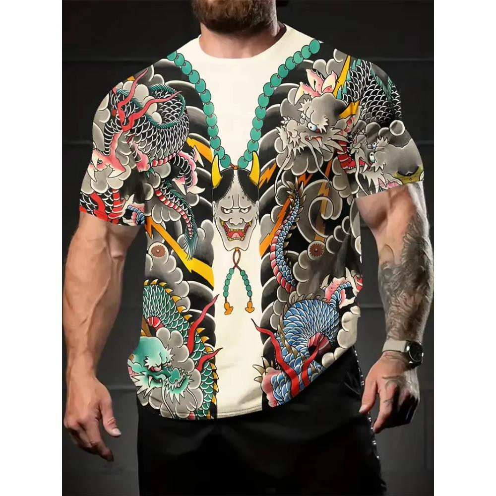 Harajuku Samurai T-shirt för Män 2025 Ny Mode Casual Herr T-shirt Kort Ärm Sommar Anime Japansk 3D Printad Y2k Toppar