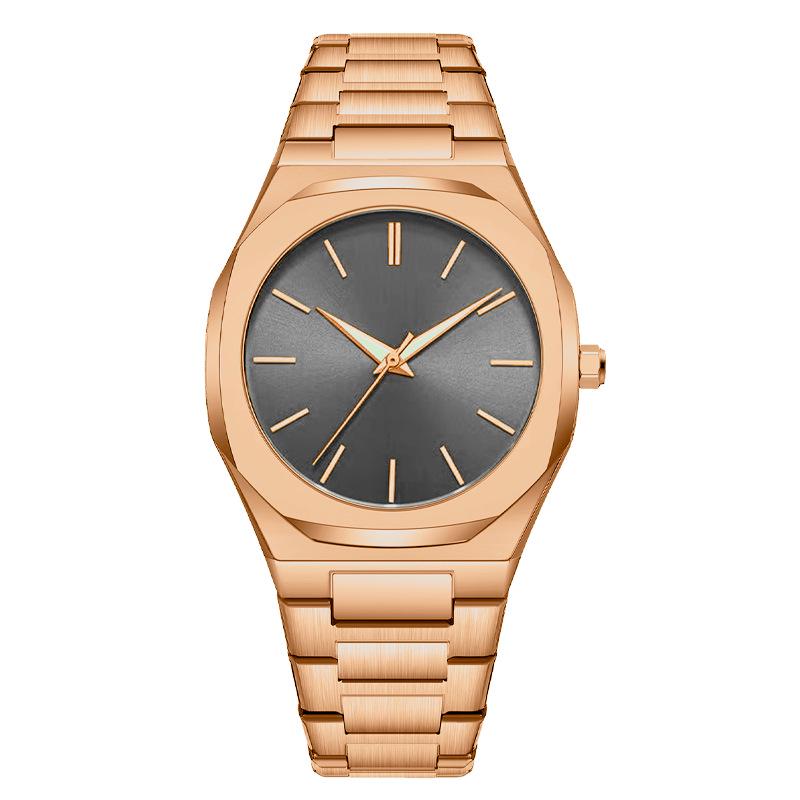 High-End Men's Quartz Watch with Large Dial and Steel Band, featuring Arabic Numerals.