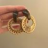 Wood Rattan Weave Earrings Round Beach Jewelry Retro Bohemian Drop Earrings  Women