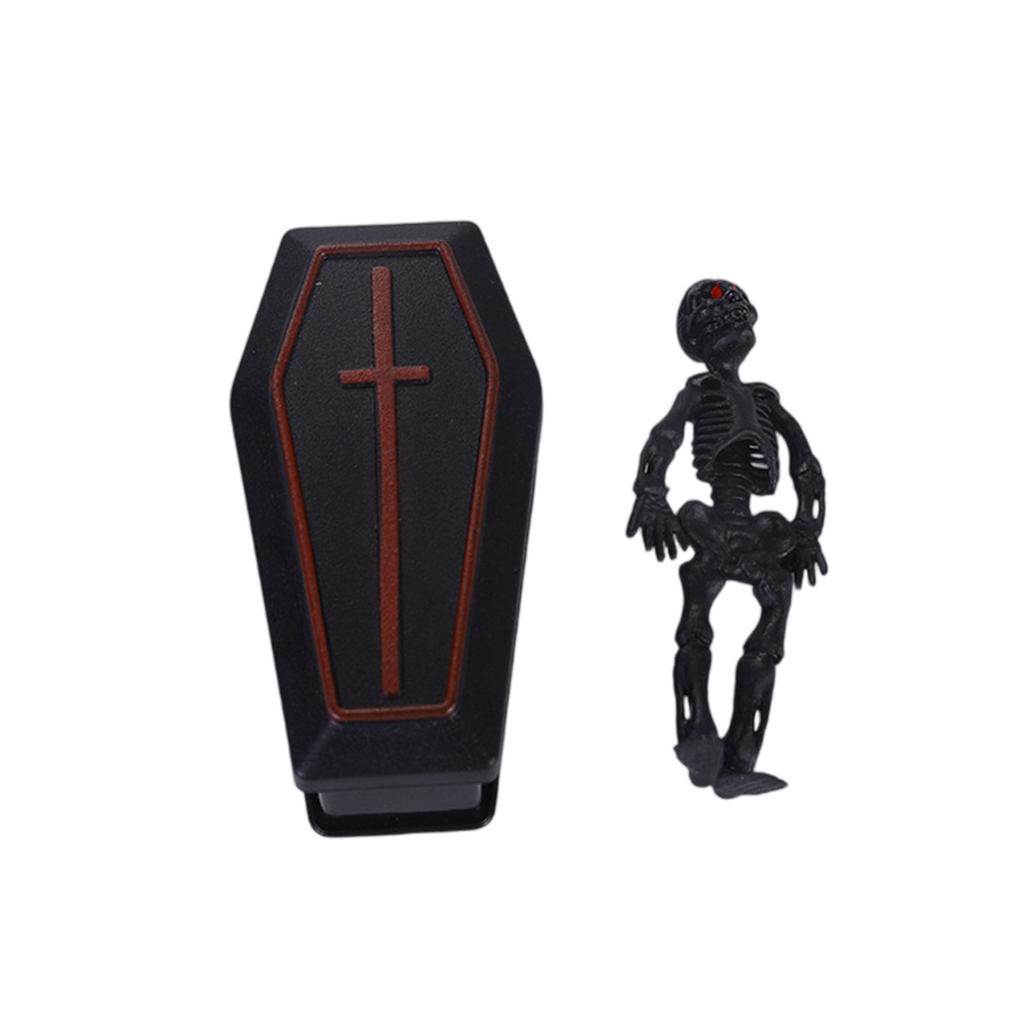 1set Miniature Coffin Skeleton Ornaments Halloween Decoration Prank Props For Parties Spooky Home Decor Fun Halloween Decor