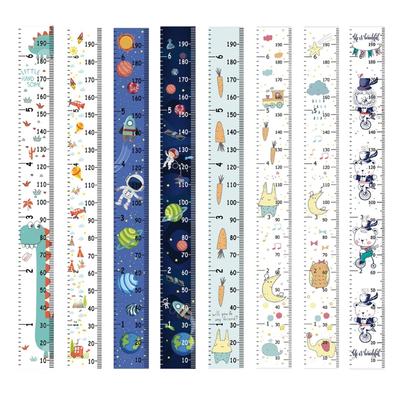 Creative Cartoon Decoration Kids Height Growth Chart Ruler for Kids, Removable Wall Wood Frame and Canvas Room Decors