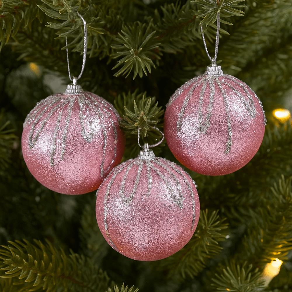 3 pcs/set Glitter Christmas Color Balls Hanging Decorations Xmas Tree Ornaments  Party Decor