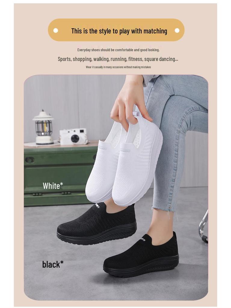 Sponge Cake Platform Women's Slip-On Summer Shoes – Breathable, Soft Sole, Rocking Sneakers