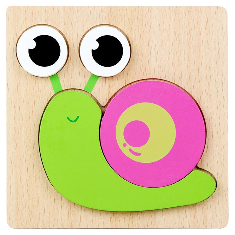 High Quality 3D Wooden Puzzles Educational Cartoon Animals Early Learning Cognition Intelligence Puzzle Game For Children Toys