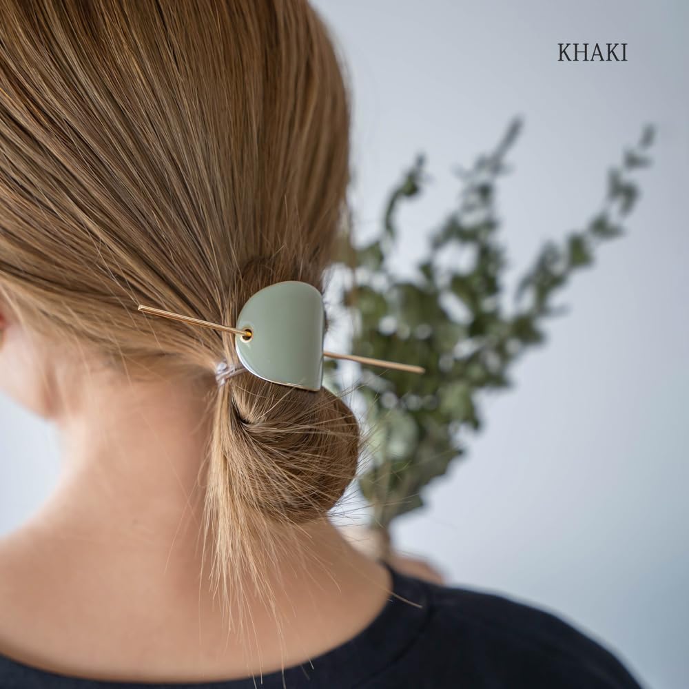 JewelVOX Majeste Kanzashi Hair Accessory for Simple and Stylish for Perfect for Kimono and Adults Women, Updos, (Khaki)