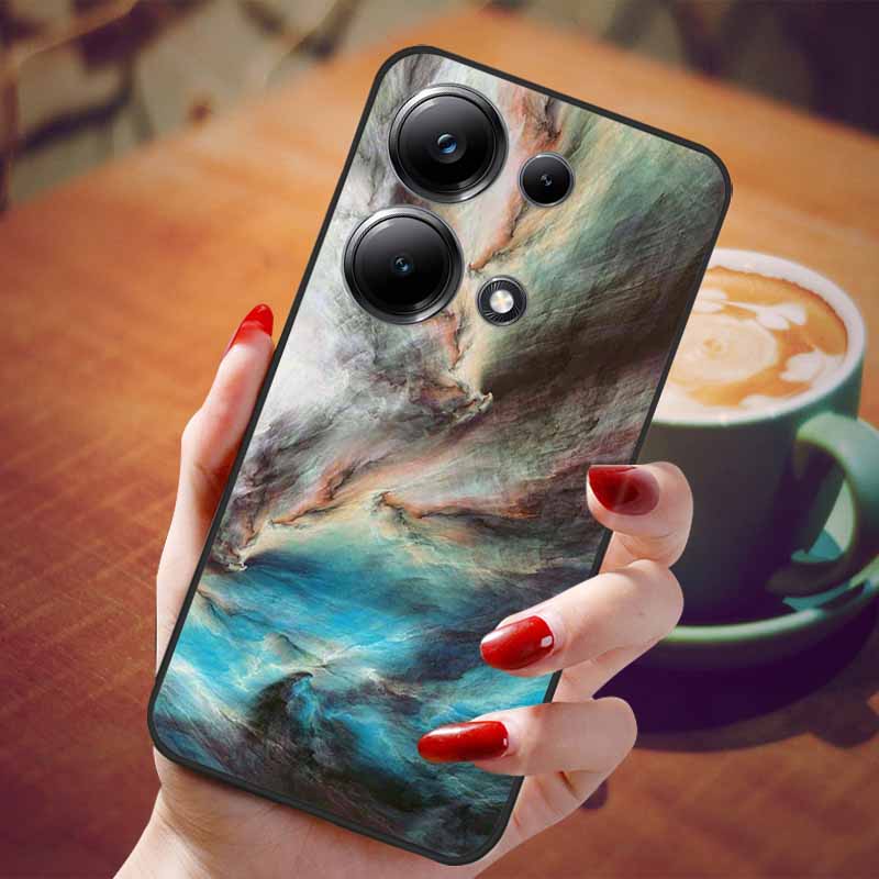 For Poco M6 Pro 4G Case Fashion Marble Silicon Black Cover for Xiaomi Poco M6Pro 4G Phone Case M 6 Pro Soft Shells PocoM6Pro 4G
