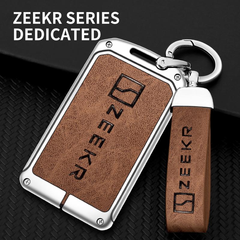 New Zinc Alloy Leather Car Smart Key Holder For Zeekr 001 009X Nfc Card Key Fob Car Key Case Accessories