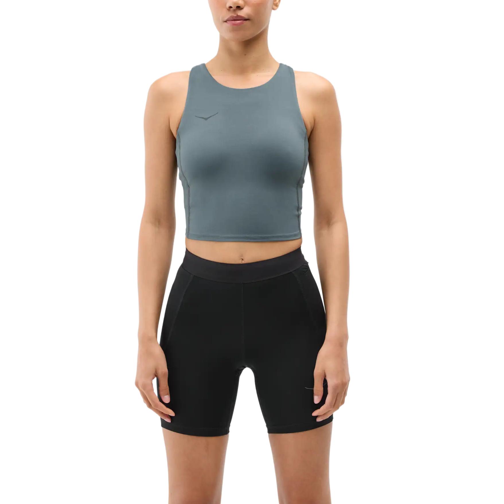 

Hoka One One Elaro Crop Solid Color Sleeveless Fitted Sports Tank Women tops 1141760-FDDN S