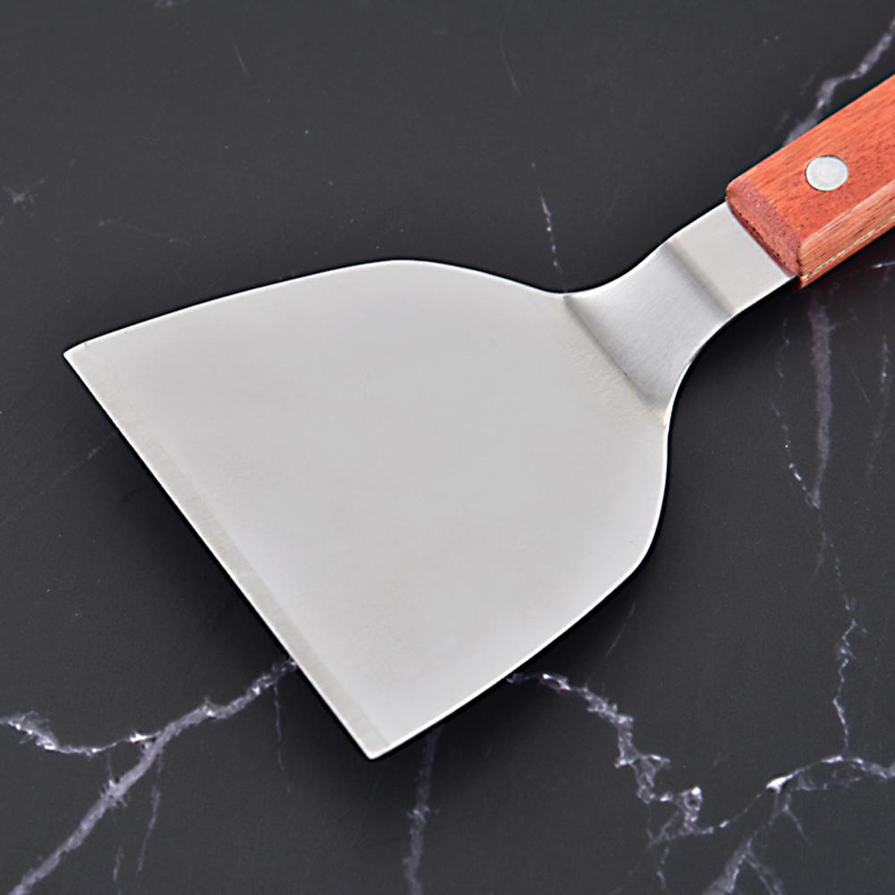 Grill Scraper and Spatula Combined Tool with Stainless Steel Blade and Solid Wood Handle for Multi Task Cooking