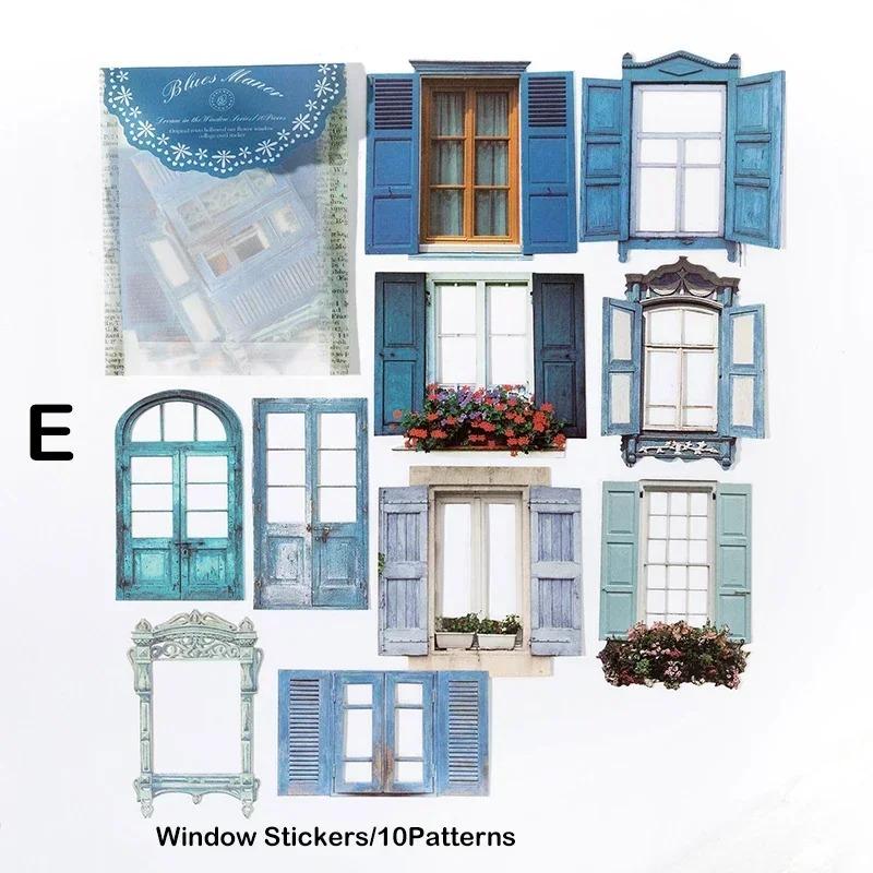 10pcs/pack Creative Hollow Out Window Sticker Decorative Paper Scrapbooking Handbook Journal Collage Aesthetic DIY Craft Supplie