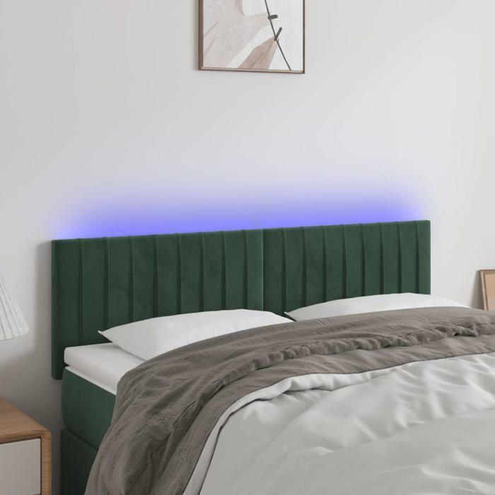 VidaXL LED Headboard Bedroom Furniture Double Bed Accessory Head of Bed Frame Interior Dark Green 3121901