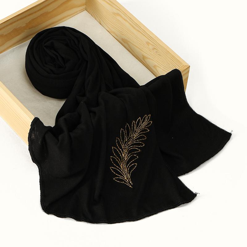 Muslim Chiffon Hijab Scarf Women Wheat Ear Pattern Long Solid Head Wrap Female Shawl Scarves Lady Muslim Veil Jersey Hijabs
