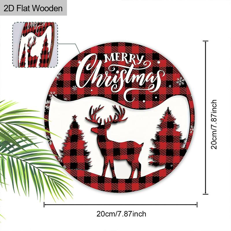 Weihnachtsdekorationsschild, hängende Innendekorationen, 2D flache Holzprodukte mit dem Muster eines Elchs, Weihnachtsgeschenke für Freunde und Familie
