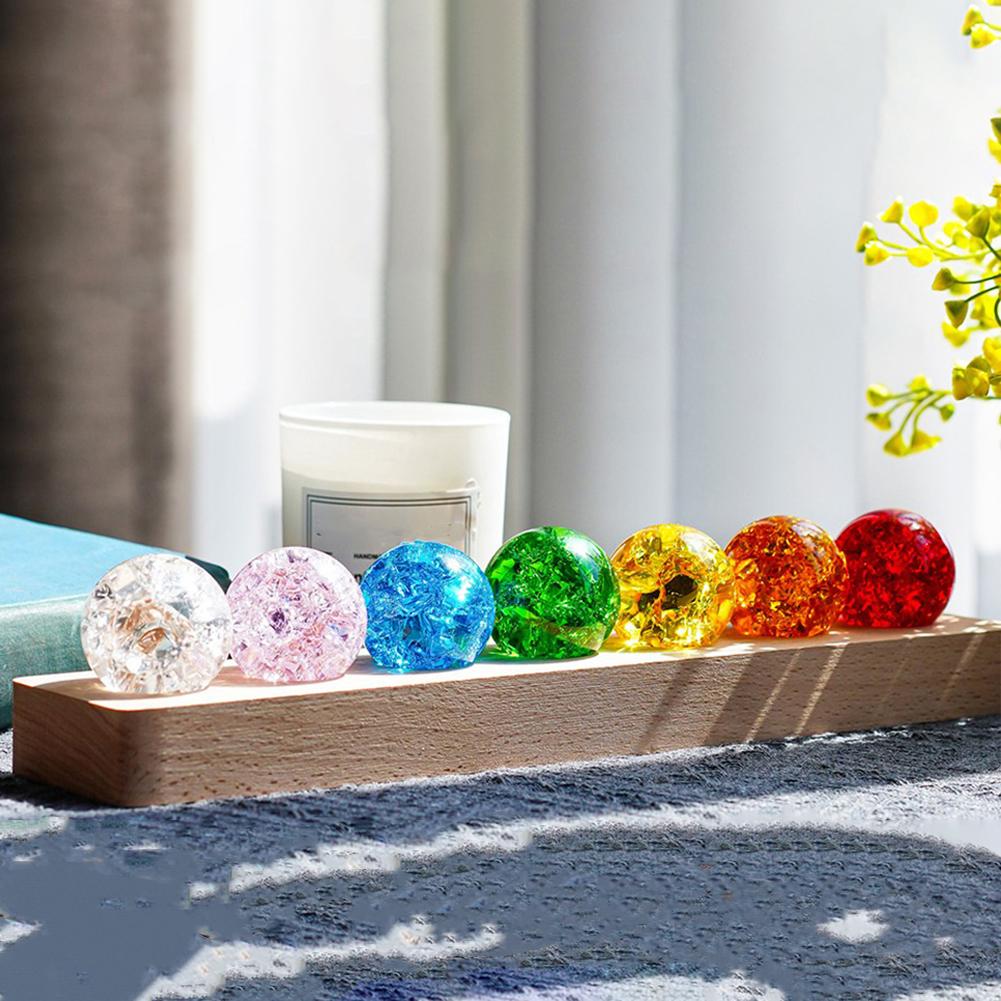 Farbiger Kristall-Eisriss-Kugel Solide Glaskugel Nachtlicht Dekoration Ornament Felsengarten und Fließender Bonsai Handwerkszubehör