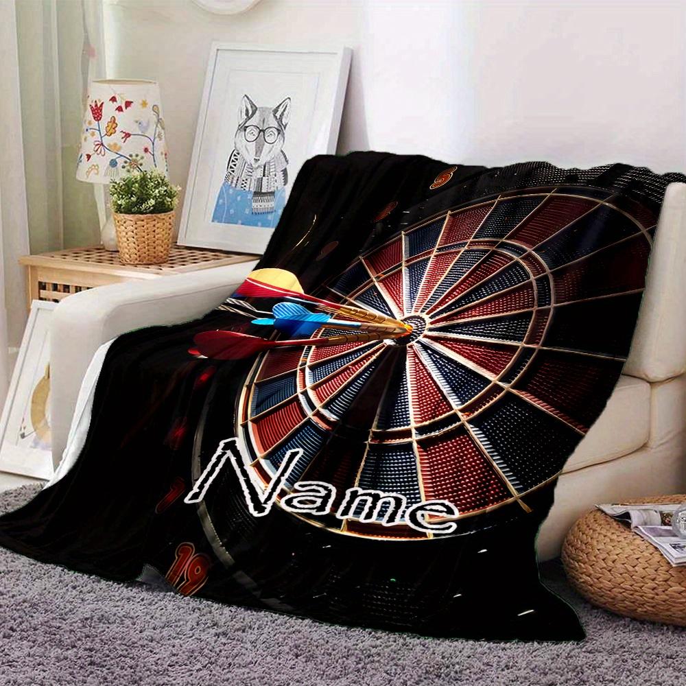 Darts Board With Arrows Blanket With Customizable Name Four Seasons Comfortable Shawl Blanket Suitable For Home Travel Camping Office Decoration