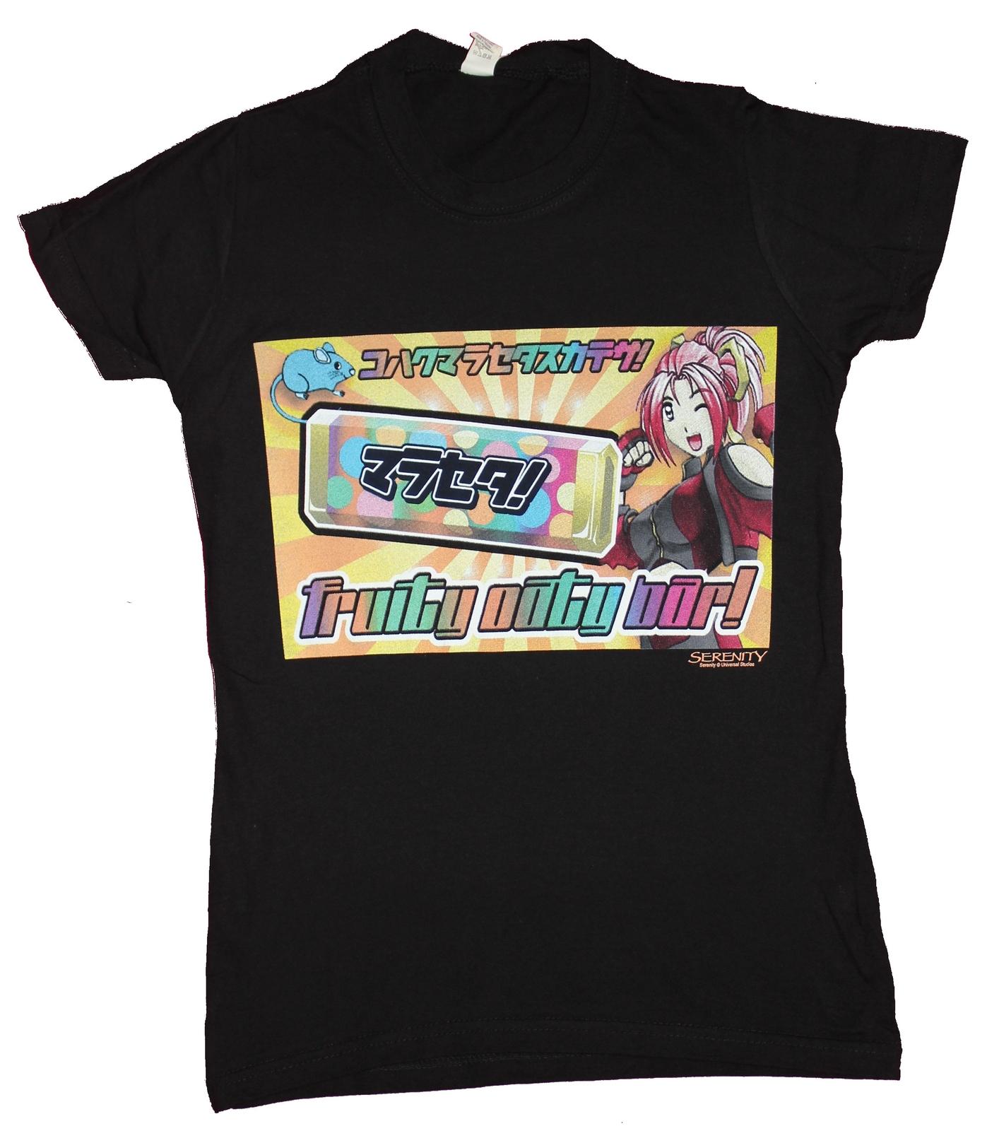 Serenity Girls Juniors T-shirt - Colorful Fruity Oaty Bar Logo Image M